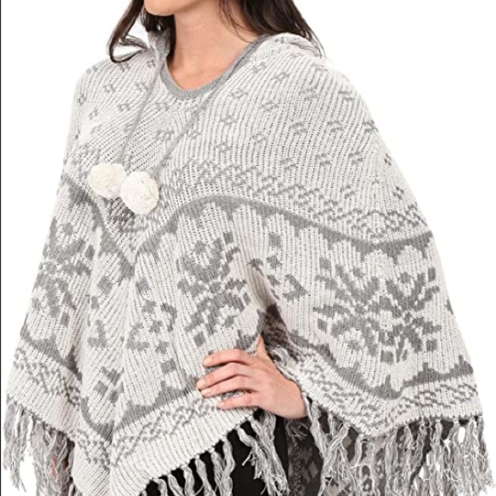 🔆PJ SALVAGE🔆 NATURAL PONCHO SWEATER REVERSIBLE - Picture 5 of 16